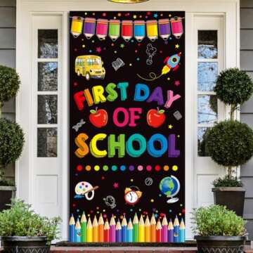 First Day of School Door Banner, Back to School Door Decorations for School Classroom, Back to Schoo...