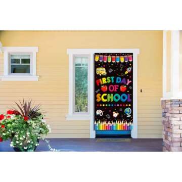 First Day of School Door Banner, Back to School Door Decorations for School Classroom, Back to School Classroom Decorations Bulletin Board Banner, First Day of School Decorations for Kids Classroom