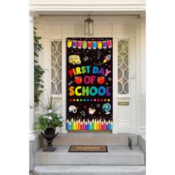 First Day of School Door Banner, Back to School Door Decorations for School Classroom, Back to School Classroom Decorations Bulletin Board Banner, First Day of School Decorations for Kids Classroom