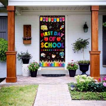 First Day of School Door Banner, Back to School Door Decorations for School Classroom, Back to School Classroom Decorations Bulletin Board Banner, First Day of School Decorations for Kids Classroom