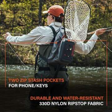 Simms Freestone Sling Pack - Lightweight, Durable Fly Fishing Tackle Bag with Compression Molded Wor...