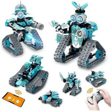 STEM Building Toys for Kids - 6 in 1 Remote Control Robot