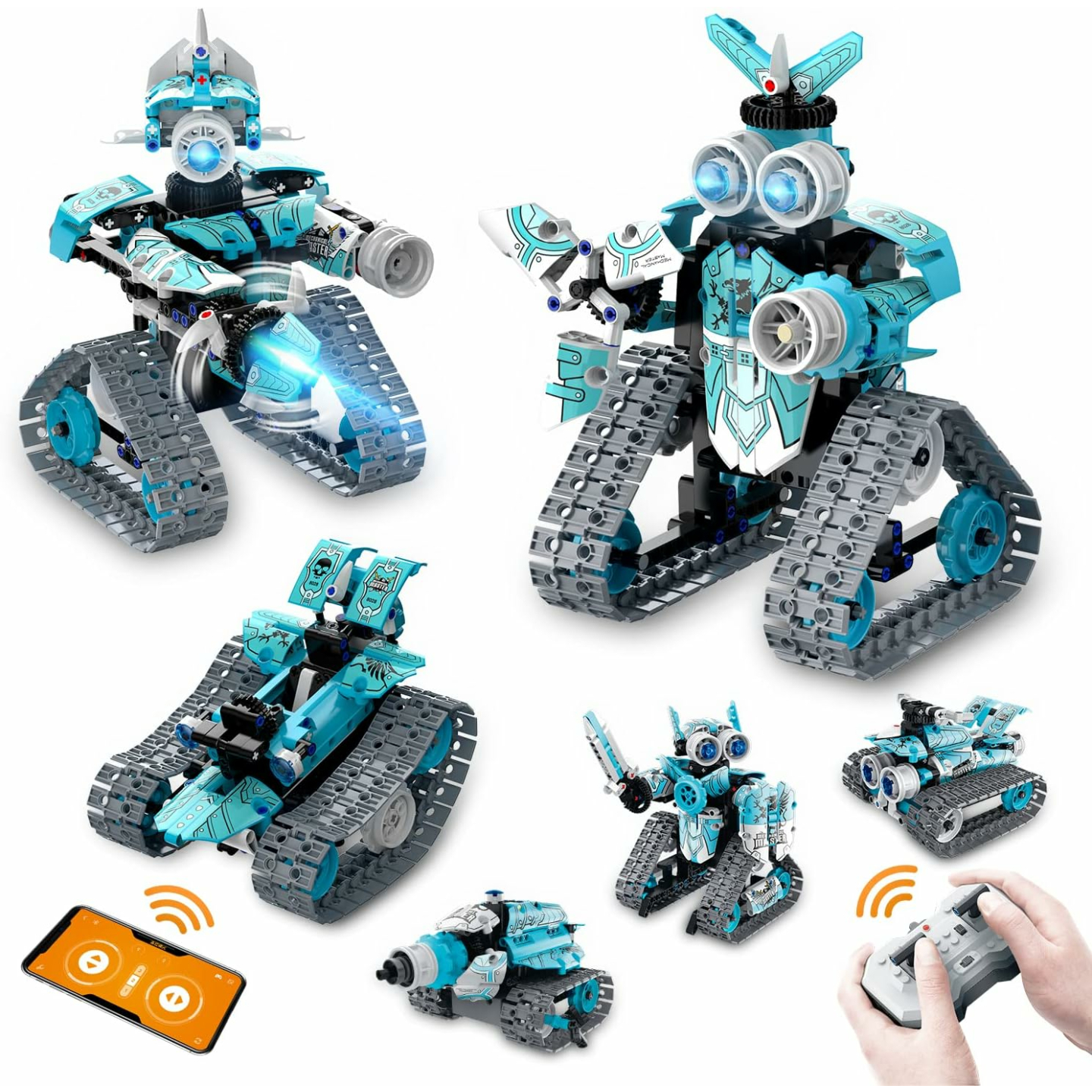 STEM Building Toys for Kids - 6 in 1 Remote Control Robot