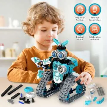 STEM Building Toys for Kids - 6 in 1 Remote Control Robot