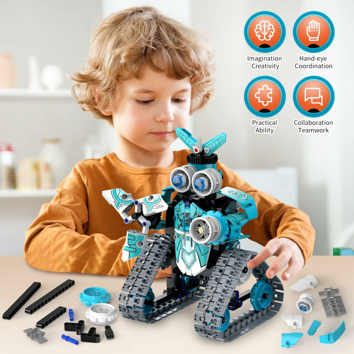STEM Building Toys for Kids - 6 in 1 Remote Control Robot