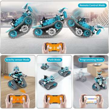 STEM Building Toys for Kids - 6 in 1 Remote Control Robot