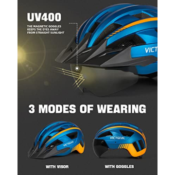 VICTGOAL Bike Helmet with Rechargeable LED Light and Goggles