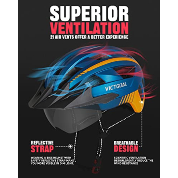 VICTGOAL Bike Helmet with Rechargeable LED Light and Goggles