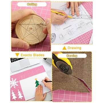 Density-upgraded 18"x12" Self Healing Cutting Mat, Idemeet Rotary Sewing Mat for Crafts, 5-Ply Blade Table Protector Cut Board for Fabric Leather Cutting Quilting Modeling Hobby Project, A3, Pink