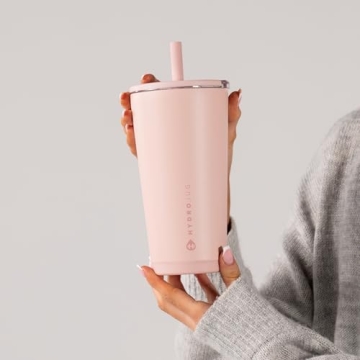 HydroJug Everyday Tumbler 20 oz – Ceramic-Lined Insulated Tumbler with Straw and Soft-Touch Lid, C...