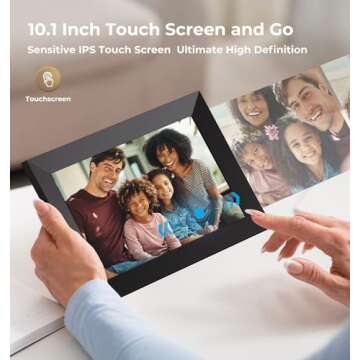 FRAMEO 10inch Digital Picture Frame WiFi Smart Photo Frame Electronic Digital Picture Frames Load from Phone1280x800 HD IPS Touch Screen,Automatic/Slideshow/Share Videos Via Frameo APP