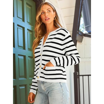 Trendy LILLUSORY Women's Striped Cardigan for Fall