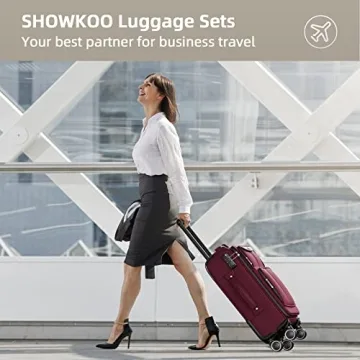 SHOWKOO Softside Luggage Sets Expandable & Durable