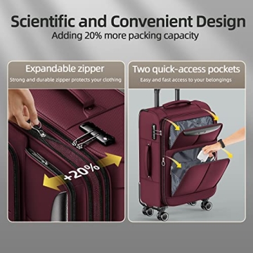 SHOWKOO Softside Luggage Sets Expandable & Durable