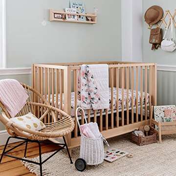 Burt's Bees Baby - Reversible Blanket, Nursery, Stroller & Tummy-Time Organic Jersey Cotton Quilted Infant & Toddler Bedding