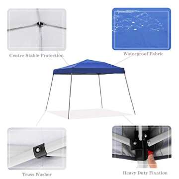 GDY 10x10 Outdoor Canopy, Pop Up Canopy Tent, Portable Instant Folding Shelter Gazebos, Patio Canopy...