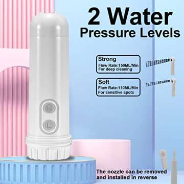 Portable Bidet - Mini Foldable Handheld Personal Travel Bidet with 2 Pressure Options Electric Spray...