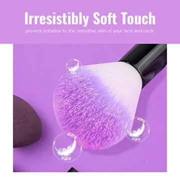 Yuwaku Makeup Brush 32pcs, Purple Professional Make Up Brushes Set with Soft Bristles Kabuki Foundation Powder Eyeshadow Eyeliner Blush Concealer Brush with Travel Makeup Bag (Purple)