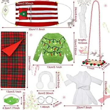 Aoriher 9 Pcs Christmas Elf Doll Accessories Set