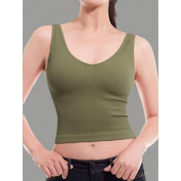 Fashionable Four-Way Stretch Ribbed Crop Top for Women