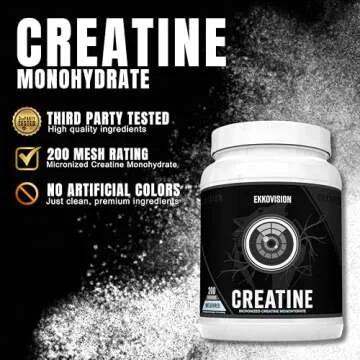 Ekko Creatine Monohydrate Powder, Micronized, Unflavored, Pre Workout & Post Workout Supplement for ...