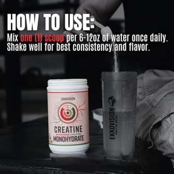 Ekko Creatine Monohydrate Powder, Micronized, Unflavored, Pre Workout & Post Workout Supplement for Men and Women, Energy Support, Easy to Mix in Shakes, Smoothies & Beverages, 200 Servings