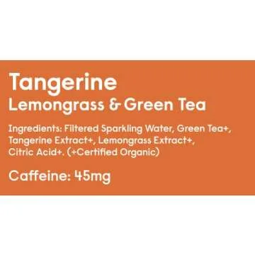 Sound Sparkling Water - Tangerine w/Lemongrass & Green Tea. Organic. Zero Calories. Zero Sugar. Non-GMO. Whole30. Clean Caffeinated Seltzer Water. 12 Fl oz (Pack of 12)
