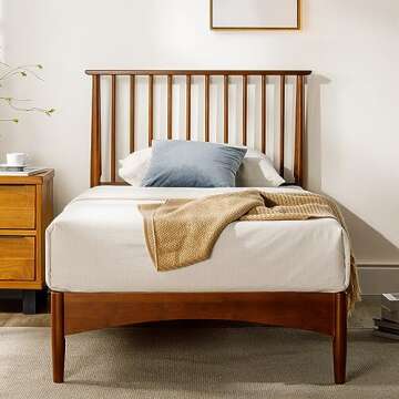 ZINUS Linda Mid Century Wood Platform Bed Frame, Solid Wood Foundation, Wood Slat Support, No Box Spring Needed, Easy Assembly, Twin