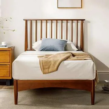 ZINUS Linda Mid Century Wood Platform Bed Frame, Solid Wood Foundation, Wood Slat Support, No Box Spring Needed, Easy Assembly, Twin