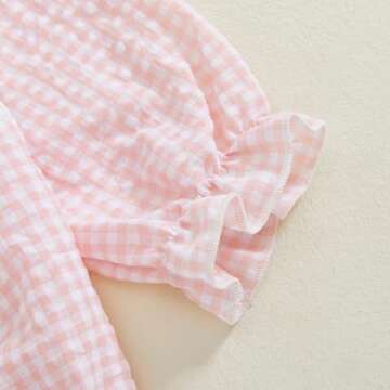 Rarjuiey My First Valentines Day Baby Girl Outfits Newborn Smocked Bubble Romper Plaid Heart Bodysuit Valentines Day Clothes (Pink, 18-24 Months)