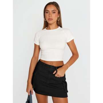 LILLUSORY Women Summer Mini Black Skirt Skort Denim Jean 2025 y2k Cute Clothes Going Out Club Concer...