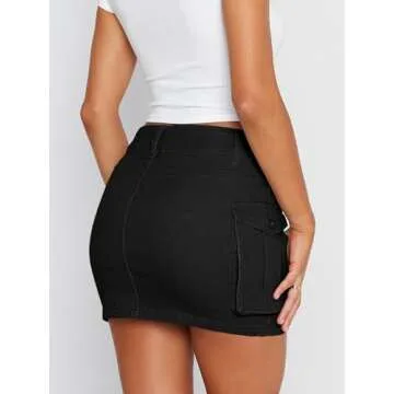 LILLUSORY Women Summer Mini Black Skirt Skort Denim Jean 2025 y2k Cute Clothes Going Out Club Concert Outfit Western Cowgirls Trendy Stuff Fashion Sexy Short Teen Girls Cargo S