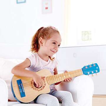 Hape 26 Inch Kids Guitar Toy Musical Instrument - Beginner Wooden Kids Guitar, Musical Toys w/ 4 Tun...