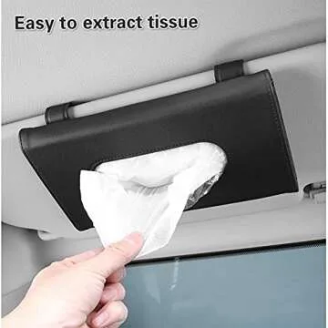 Feilifan Car Tissue Holder, Sun Visor Mask Holder PU Leather Backseat Tissue Case Box Holder Face Napkin Dispenser Holder for Car Vehicle Car Accessories(Black)