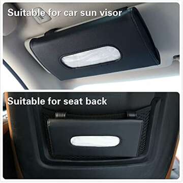 Feilifan Car Tissue Holder, Sun Visor Mask Holder PU Leather Backseat Tissue Case Box Holder Face Napkin Dispenser Holder for Car Vehicle Car Accessories(Black)