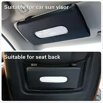 Feilifan Car Tissue Holder, Sun Visor Mask Holder PU Leather Backseat Tissue Case Box Holder Face Napkin Dispenser Holder for Car Vehicle Car Accessories(Black)