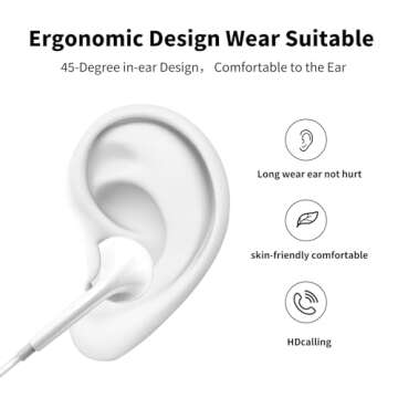 Feefuzz 2 Packs Wired Headphones Earbuds with Microphone,in-Ear Earphones Volume Contro Headphones with Mic Compatible with iPhone/ipad/Android/Computer and Other 3.5mm Jack Devices