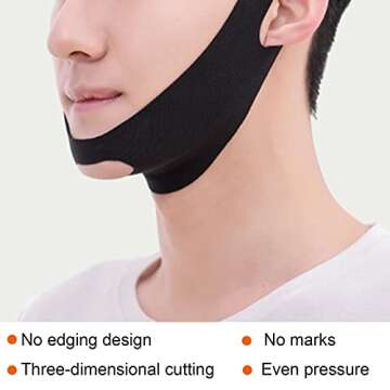 Men V Line Double Chin Reducer, Reusable Elastic Face Slimming Strap Lifting Bandage Belt,Chin Up Patch Chin V Up Contour Tightening Firming Facial Lift Tape（Black）