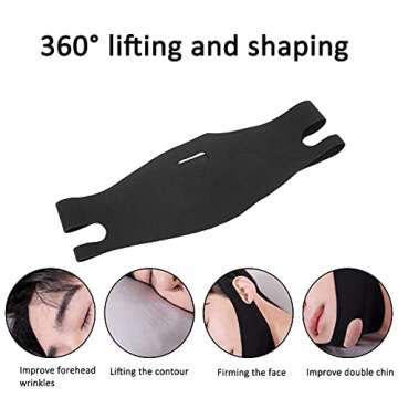 Men V Line Double Chin Reducer, Reusable Elastic Face Slimming Strap Lifting Bandage Belt,Chin Up Patch Chin V Up Contour Tightening Firming Facial Lift Tape（Black）