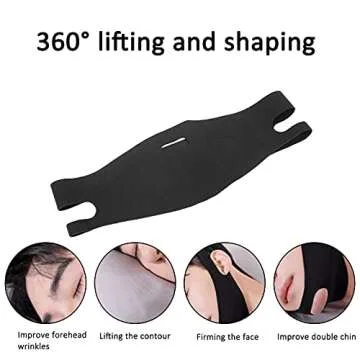 Men V Line Double Chin Reducer, Reusable Elastic Face Slimming Strap Lifting Bandage Belt,Chin Up Patch Chin V Up Contour Tightening Firming Facial Lift Tape（Black）