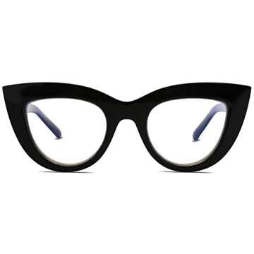 SOJOS Blue Light Blocking Glasses Retro Vintage Cateye Eyeglasses for Women Plastic Frame Hipster Party SJ5025 with Black Frame/Anti-Blue light Lens