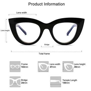 SOJOS Blue Light Blocking Glasses Retro Vintage Cateye Eyeglasses for Women Plastic Frame Hipster Party SJ5025 with Black Frame/Anti-Blue light Lens