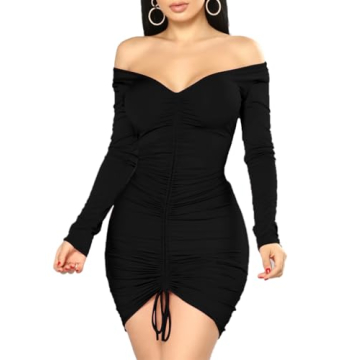 XXTAXN Off Shoulder Ruched Mini Dress for Women