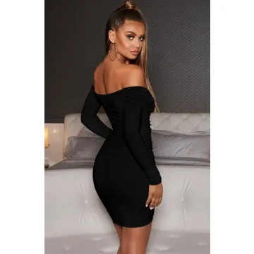 XXTAXN Off Shoulder Ruched Mini Dress for Women