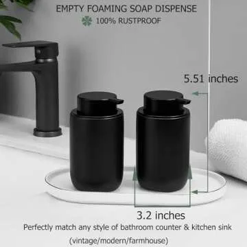 rejomiik Foaming Soap Dispenser Thick Ceramic Foam Hand Soap Dispenser for Bathroom or Kitchen Sink, Liquid Pump Bottles for Hand soap, Body Wash, Black