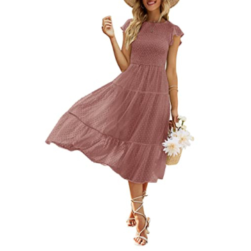 Stylish MEROKEETY Summer Midi Dress for Women 2024