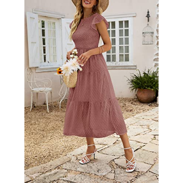Stylish MEROKEETY Summer Midi Dress for Women 2024