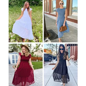 Stylish MEROKEETY Summer Midi Dress for Women 2024