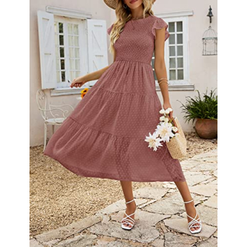 Stylish MEROKEETY Summer Midi Dress for Women 2024