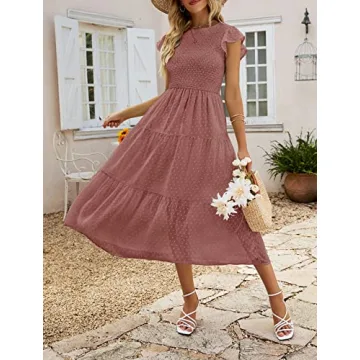 Stylish MEROKEETY Summer Midi Dress for Women 2024